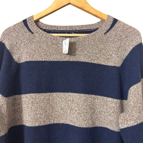 J. Crew Striped lambswool blend sweater marled mole navy men’s large new - Picture 8 of 10